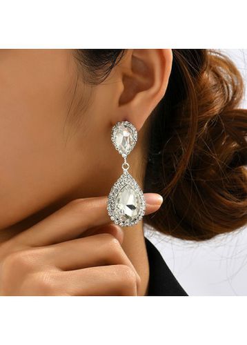 Copper Detail Silvery White Teardrop Earrings - unsigned - Modalova