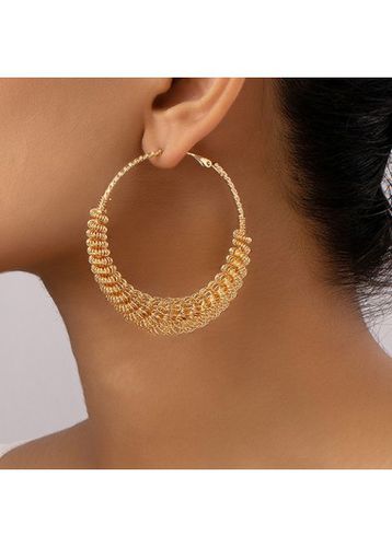 Gold Alloy Detail Circular Hollow Earrings - unsigned - Modalova
