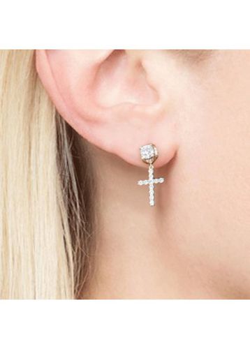 Alloy Hot Drilling Gold Cross Earrings - unsigned - Modalova