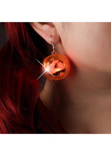 Plastic Detail Orange Pumpkin Design Earrings - unsigned - Modalova