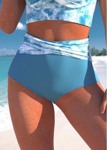 High Waisted Tie Dye Print Dusty Blue Bikini Bottom - unsigned - Modalova