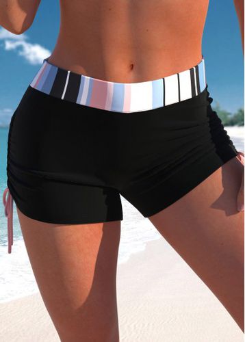 Mid Waisted Multi Stripe Print Black Swim Shorts - unsigned - Modalova