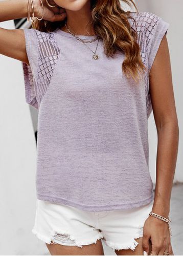 Light Purple Lace Short Sleeve T Shirt - unsigned - Modalova