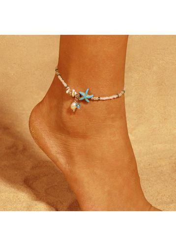 Star Shell Design Beads White Anklet - unsigned - Modalova
