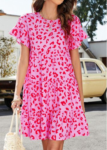 Pink Lightweigh Leopard A Line Dress - unsigned - Modalova
