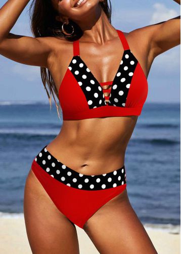 Criss Cross Polka Dot Red Bikini Top - unsigned - Modalova