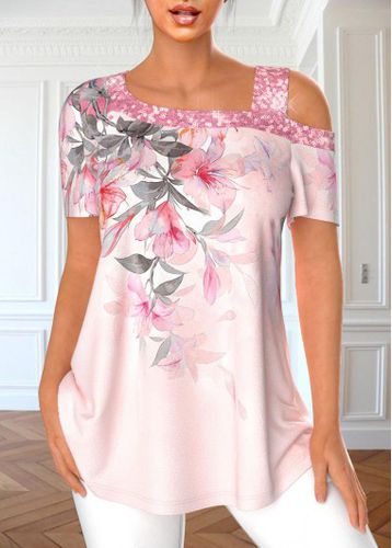 Light Pink Sequin Floral Print T Shirt - unsigned - Modalova