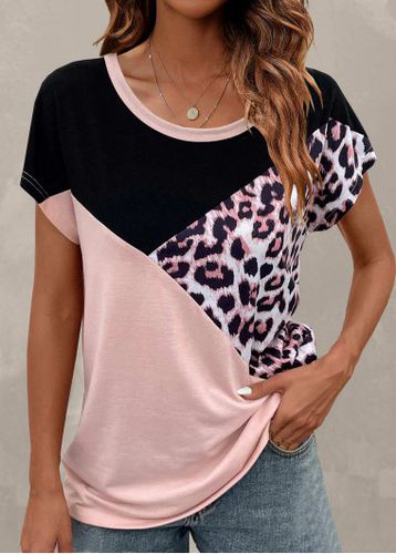 Light Pink Leopard Short Sleeve T Shirt - unsigned - Modalova