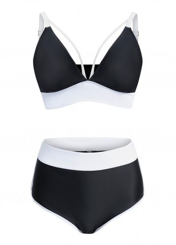 High Waisted Black Contrast Bikini Set - unsigned - Modalova