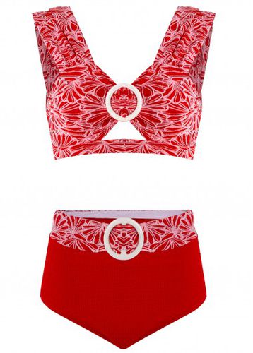 Floral Print Red Bikini Top - unsigned - Modalova