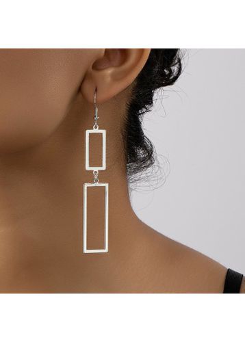 Silvery White Rectangle Metal Long Earrings - unsigned - Modalova