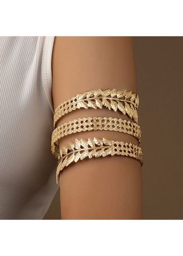 Geometric Gold Leaf Alloy Bracelet Bangle - unsigned - Modalova