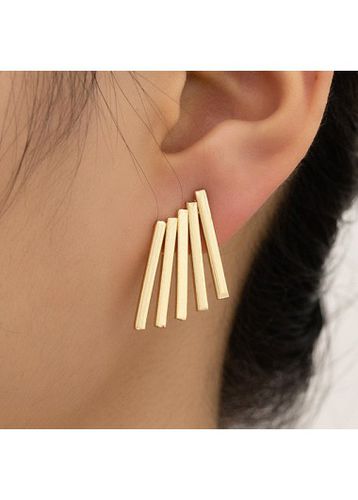 Gold Rectangle Geometric Design Alloy Earrings - unsigned - Modalova