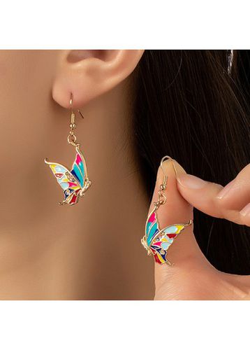 Golden Butterfly Alloy Glaze Detail Earrings - unsigned - Modalova