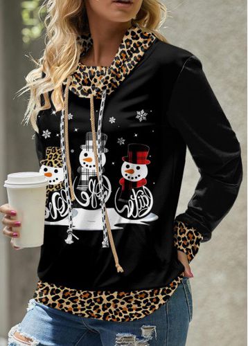 Light Coffee Patchwork Leopard Christmas Cowl Neck Sweatshirt - unsigned - Modalova