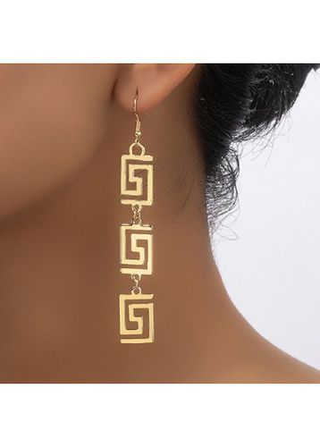 Gold Alloy Geometric Hollow Design Earrings - unsigned - Modalova