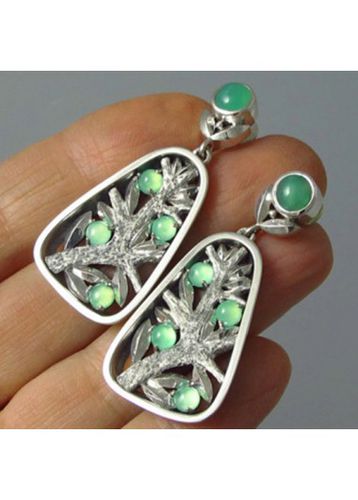 Light Green Tree Design Alloy Earrings - unsigned - Modalova