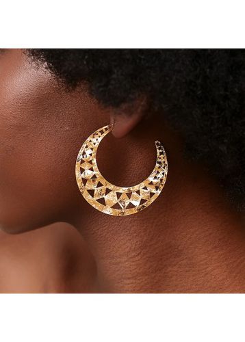 Gold Cutout Design Moon Alloy Earrings - unsigned - Modalova