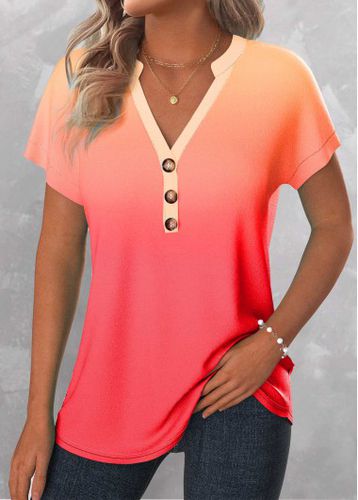 Peach Red Button Ombre Sleeveless T Shirt - unsigned - Modalova