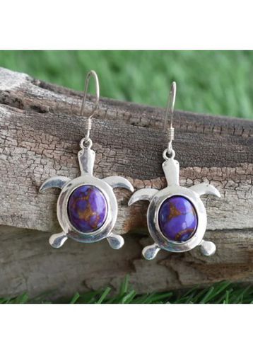 Vintage Purple Turtle Design Alloy Earrings - unsigned - Modalova