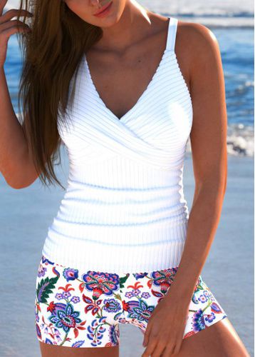 Surplice Tribal Print White Tankini Set - unsigned - Modalova