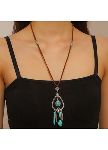 Mint Green Teardrop Turquoise Alloy Necklace - unsigned - Modalova