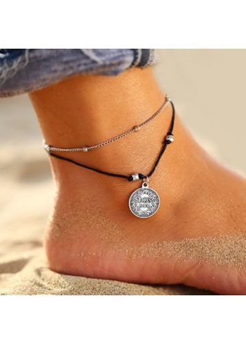 Silvery White Round Alloy Anklet Set - unsigned - Modalova