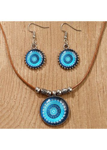 Bohemian Light Blue Round Alloy Earrings - unsigned - Modalova