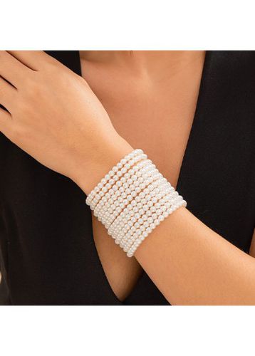 White Round Pearl Layered Design Bracelet - unsigned - Modalova