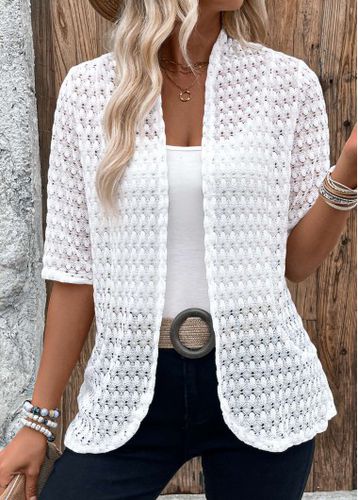 White Lightweight Half Sleeve Light Cardigan - unsigned - Modalova