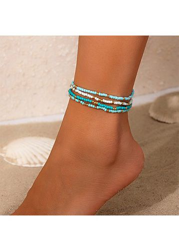 Mint Green Ombre Layered Polyresin Anklets Set - unsigned - Modalova