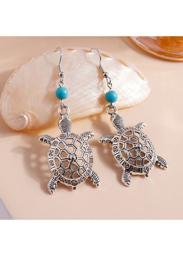 Silvery White Turtle Alloy Hollow Earrings - unsigned - Modalova