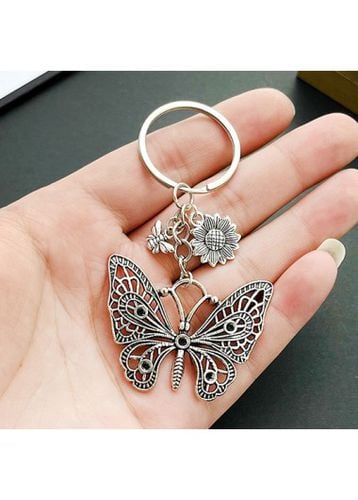 Silvery White Butterfly Alloy Hollow Keychains - unsigned - Modalova