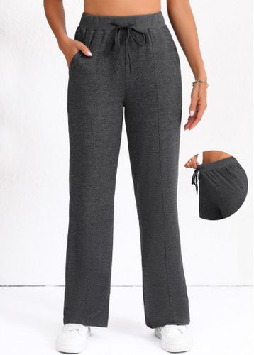 Dark Grey Marl Drawstring Elastic Waist High Waisted Pants - unsigned - Modalova