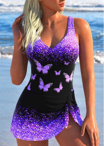 Twist Ombre Purple One Piece Swimdress - unsigned - Modalova