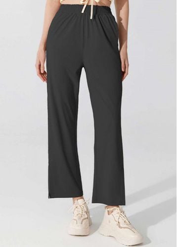 Black Lightweight Elastic Waist High Waisted Pants - unsigned - Modalova