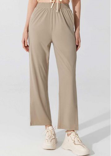 Light Camel Lightweight Elastic Waist High Waisted Pants - unsigned - Modalova