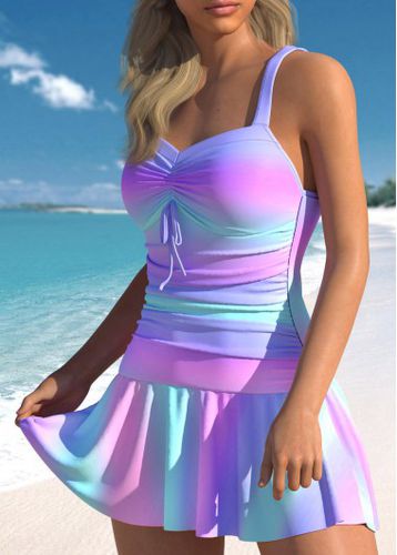 Drawstring Ombre Light Purple One Piece Swimwear - unsigned - Modalova