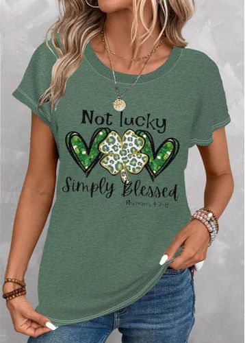Green Saint Patrick's Day Print Short Sleeve T Shirt - unsigned - Modalova