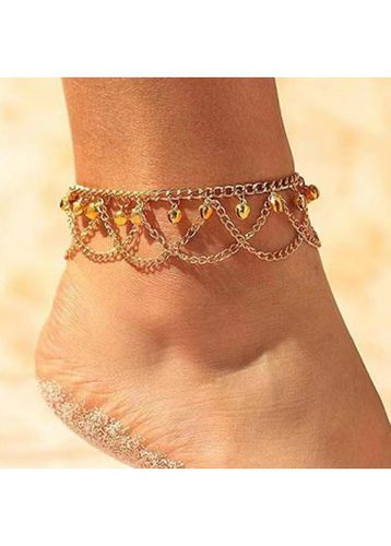 Gold Layered Tassel Geometric Alloy Anklet - unsigned - Modalova
