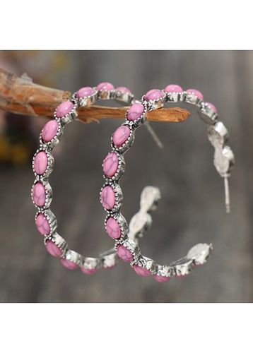 Pink Round Alloy Bohemian Circular Earrings - unsigned - Modalova