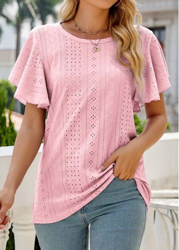 Light Pink Lightweight Short Sleeve Round Neck T Shirt - unsigned - Modalova