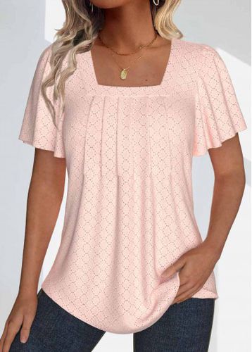 Dusty Pink Textured Fabric Short Sleeve T Shirt - unsigned - Modalova