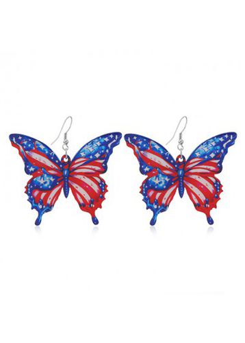 Navy Butterfly American Flag Print Design Earrings - unsigned - Modalova