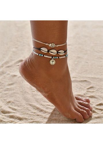 Beige Bohemian Seashell Design Alloy Anklet Set - unsigned - Modalova