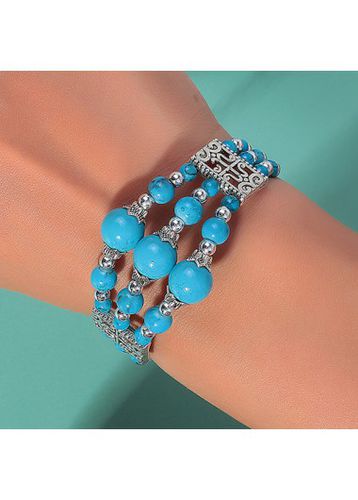Neon Blue Alloy Layered Design Bracelet - unsigned - Modalova