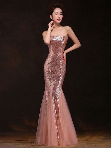 Mermaid Prom Dresses Long Sequin Evening Dress Strapless Formal Gowns - milanoo.com - Modalova