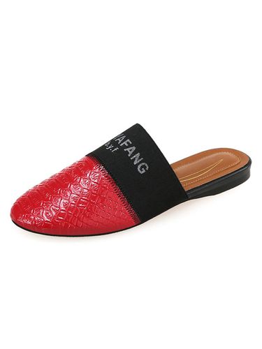 Women's Mules Leather Red Round Toe Slip-On Shoes - milanoo.com - Modalova
