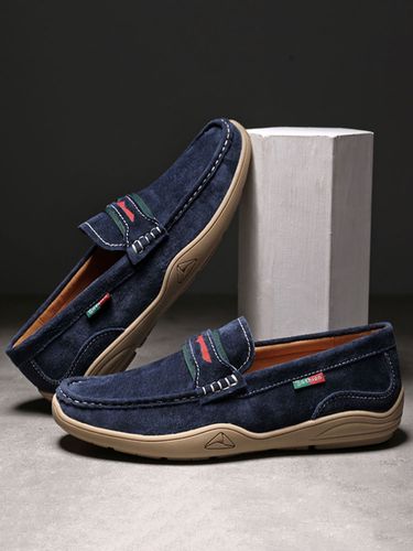 Men Loafer Shoes Fashion Pigskin Monk Strap Slip-On Casual Flat Shoes - milanoo.com - Modalova