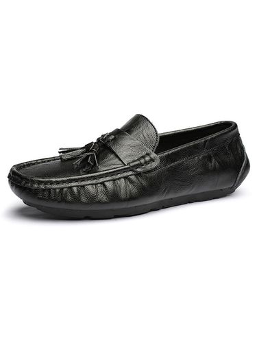 Men Loafer Shoes Cosy PU Leather Monk Strap Slip-On Black Casual Flat Shoes - milanoo.com - Modalova